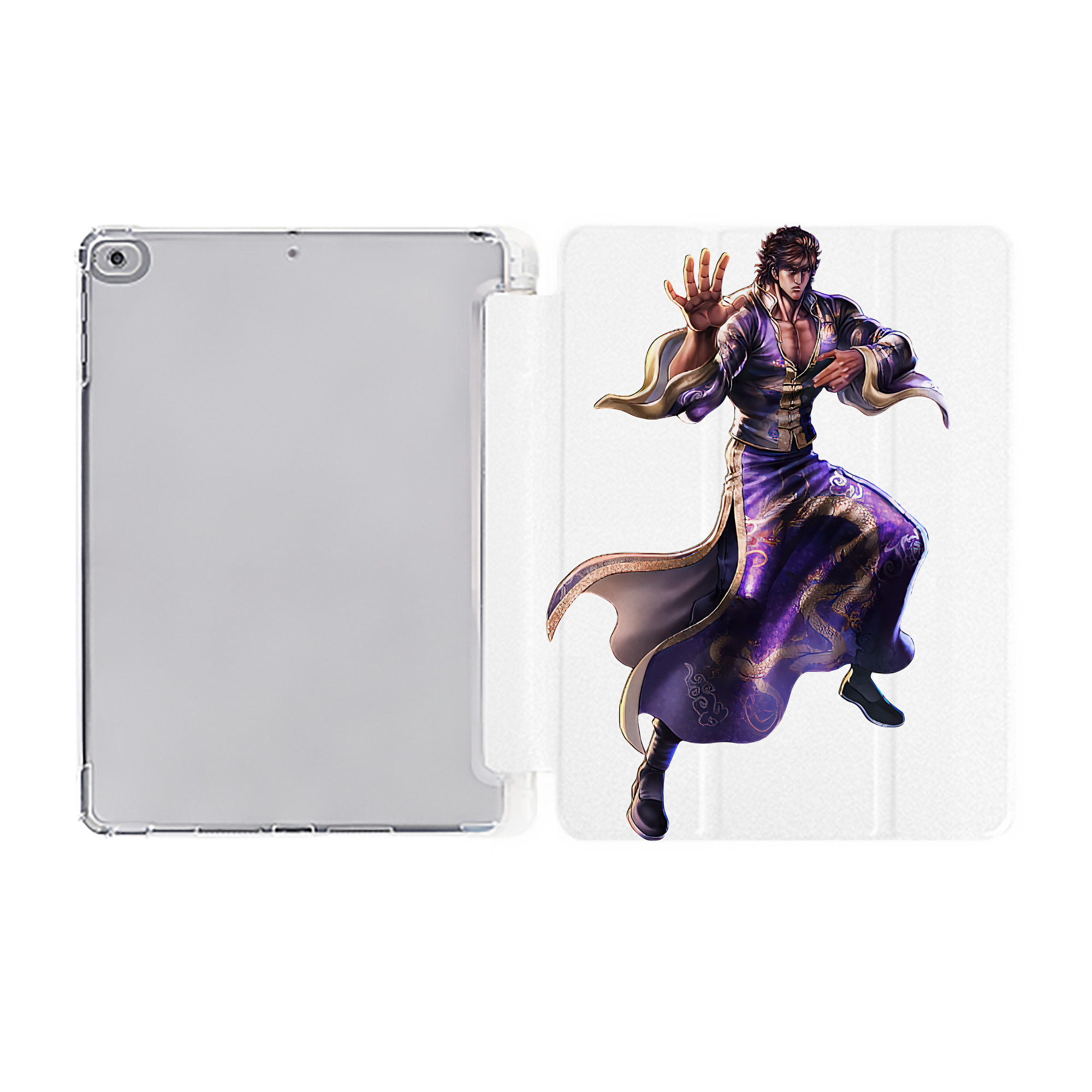 （画像用） 北斗の拳 Fist of the North Star IPad ケース ペン収納付き 三つ折りスタンド PUレザー×シリコン 対応機種9.5/10.5/10.9インチ